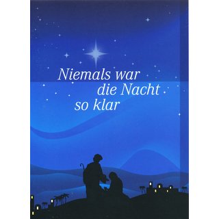 Weihnachtskarte Niemals war die Nacht so klar - Motiv Maria und Josef